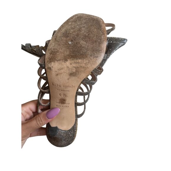 KATE SPADE Metallic Slingback Party Heels Size 6.5 - Picture 7 of 7